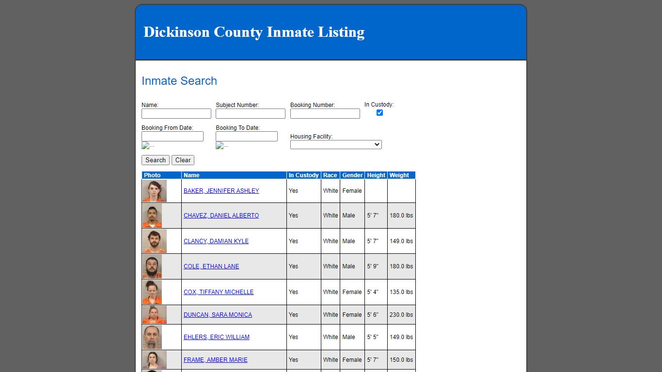 Inmate Search